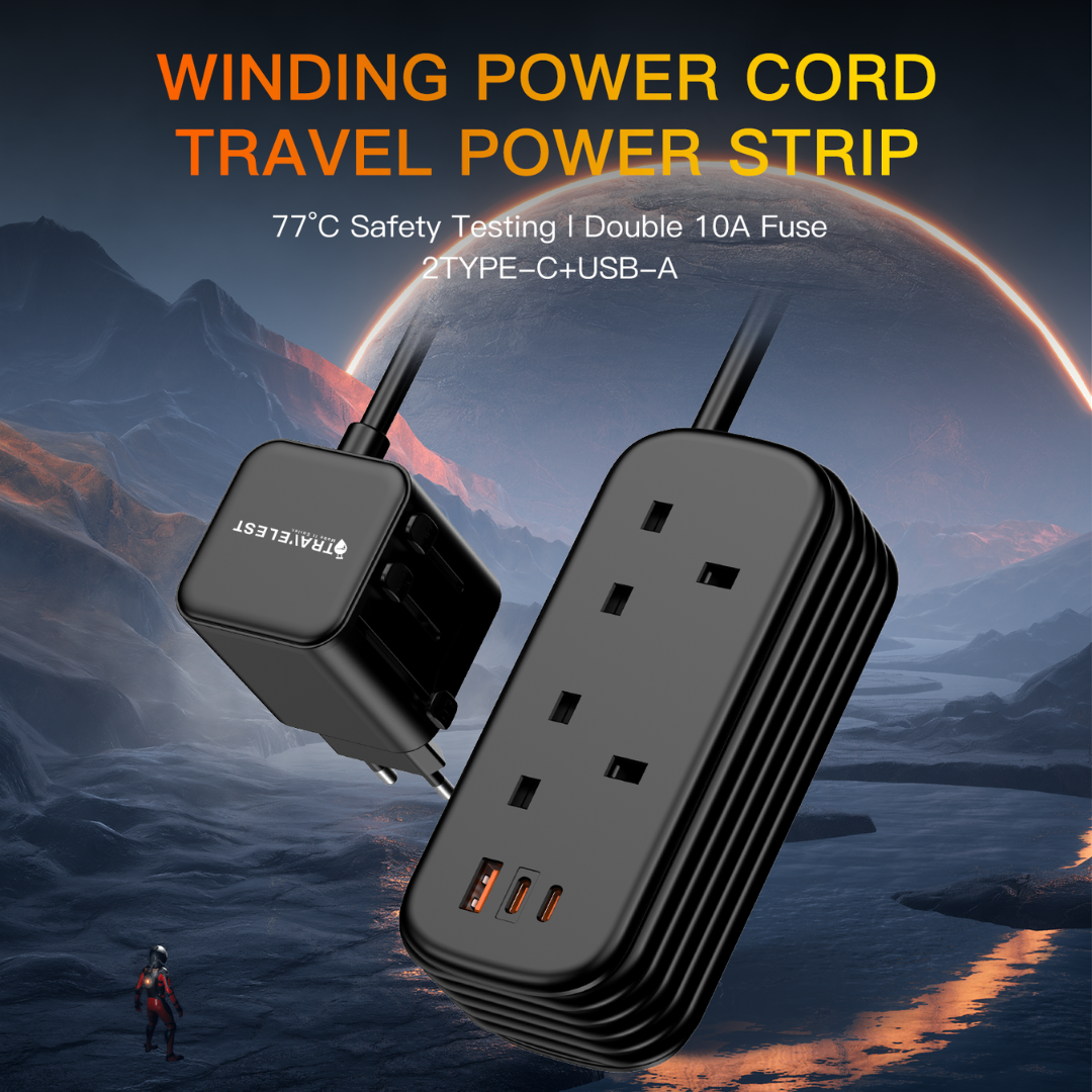 30W Universal Travel Power Strip – 1.8m Cable